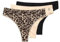Ulla Popken Damen Truyou Strings, 3er-Pack, Animalmuster/Einfarbig Unterwäsche, Schwarz, 50-52 EU