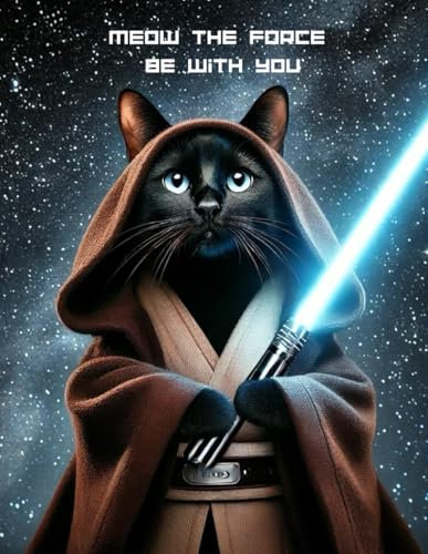 Sci-Fi Warrior Cat Ruled Notebook: Galactic Star Paws