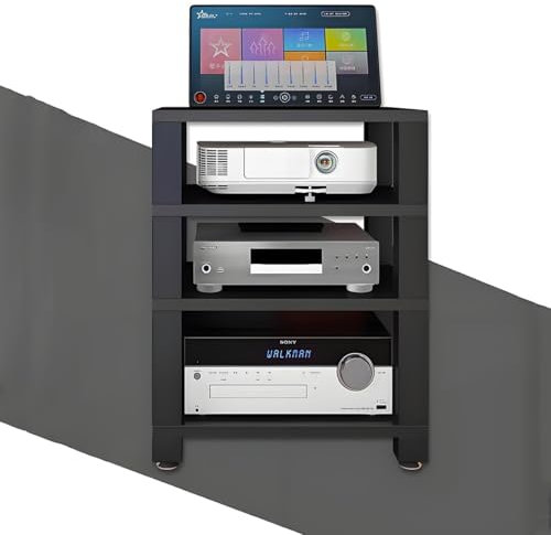 YQMHEZ Audio Rack HiFi Regal, mit 4-stufigem Medienständer, Audio-Rack-Turm for Entertainment-Stereokomponenten, HiFi Rack, perfekt for Ecken und kleine Räume(Nero)