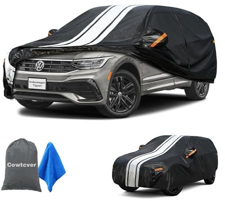 Autoabdeckung Wasserdicht Atmungsaktiv Passend für 2007-2025 Volkswagen Tiguan, Vollgarage Autoplane für Sonne Regen Staub Schutz, Auto Abdeckplane Abdeckung.