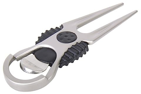 Kisangel Divot Tool Golf Zubehör mit Ballmarker Silber Rutschfestes Design Ca 94mm lang Pitchgabel Reparaturwerkzeug für Golfer Golfplatz Golf Training Inklusive Rundem Ballmarker Leichtes Material