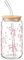Coquette Aesthetic Glass Cups with Lids and Straws, Pink Bow Iced Coffee Cup, 16oz Cute Glass Tumbler Gifts for Women Girls Friends