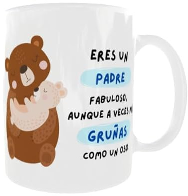 Taza para el Día del Padre, Tazas Originales para el Desayuno, Tazas para Padres Primerizos, Tazas Originales para Regalar Padres (Eres un Padre Fabuloso, Aunque a Veces Me Gruñas como un Oso)