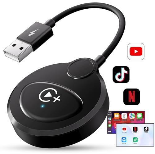 CarPlay Wireless, Adattatore Video CarPlay Wireless con Netflix YouTube Tiktok per iPhone, Converte il Cavo in Wire-less, Connessione Automatica WiFi a 5GHz per Auto dopo il 2016