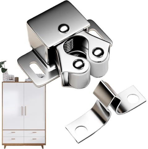 Fermeture magnétique armoire - Loquet aimanté porte | Ferme-porte magnétique double rouleau, quincaillerie robuste pour placard, tiroir, maison, bureau, meuble, cuisine, garage