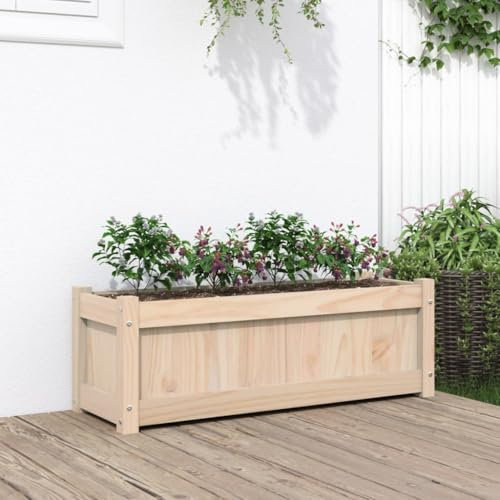 Festnight Jardinière en Bois Extérieur Carré Bac Potager Surélevé pour Cultiver Fleurs Herbes Plantes - Pin Naturel - 90x31x31 cm