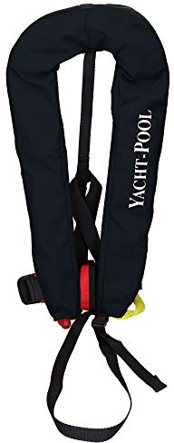 Rettungsweste 170N ISO 12402-3, Vollautomatisch & Manuell, mit D-Ring, Schrittgurt & Signalpfeife, Schwimmweste für Erwachsene, Schwimmhilfe, Schwarz oder Rot