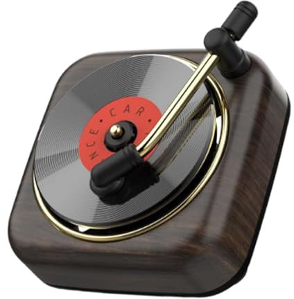 Baoblaze Auto Duftspender, Auto Aroma Diffusor, Innenraum Zubehör mit Drehmechanismus, Plattenspieler Design, Holzkorn