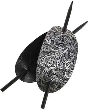 EXQUIMEUBLE 2 Stück Vintage Haarnadeln Oval Pu Leder Fester Halt Haarschmuck Für Langes Haar Retro Zopfhalter Frisuren Zubehör