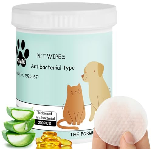 Aomig Eye Wipes Dogs 200 Pads Pet Tear Stain Cleaning Wipes Clean Eye Round Pads Dog Ear Cleaner Wipes Tear Stain Remover For Dogs, Pet Eye Wipes Remove Tear Stains, Dog Eye Crust & Eye Discharge