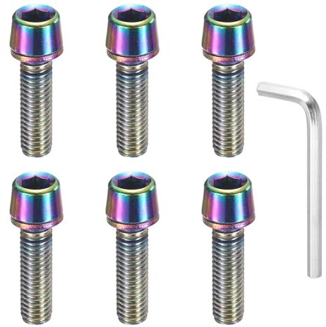 sourcing map 6pcs Bike Disc Brake Caliper Bolts M5 x 18mm Hex Bicycle MTB Disc Brake Caliper Adapter Screws Bolts with 4mm Hexagon Wrench for Road Mountain Bike BMX, Colorful
