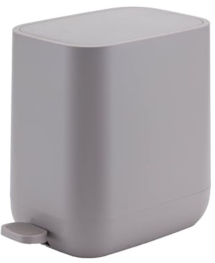 Veinvify 7 Liter Schlanker kleiner Küchen-Mülleimer mit Deckel Soft-Close-Staubeimer Trittpedal Mülleimer Zuhause, Badezimmer Büro aus ABS Waschbar Grau
