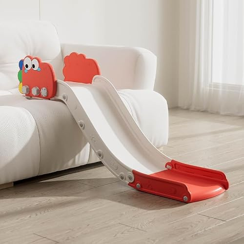 Toboggan pour Enfants, Toboggan pour Canapé, Escalier, Lit et Table, Toboggan Canapé pour Enfants, Toboggan Intérieur pour Enfant 1 2 3 4 Ans, Facile Assembler et Ranger (Rouge)