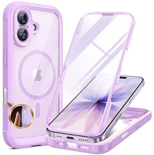 Miracase für iPhone 17 Hülle 6,3 Zoll,360 Grad Komplettschutz,Lila | Magsafe,Eingebaut Glas Schutzfolie,Arbeit,Outdoor HandyHülle Magnetisch Stoßfest Case für iPhone 17 Schutzhüllen