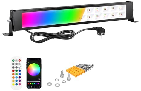 RIGIDON 1x 28W 2800LM RGBW faretto led esterno con APP & IR telecomando | 96 leds, barra luminosa, proiettori faretti, dimmerabile, musicale, timer strobo, DIY, fari, per giardino palco partito, IP67