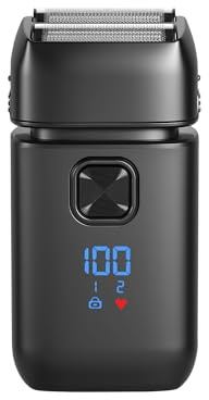 Lizoak Rasoir Électrique Homme, Foil Shaver, Double Grille Flexible, IPX6 Étanche, 2 Vitesses, Écran LED, Recharge USB, Rasage Wet & Dry, Rasoir Barbe Portable avec Verrouillage Voyage