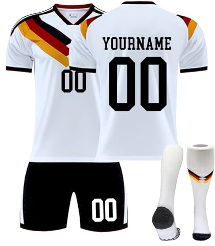 Generisch 2026 Fußball Trikot Personalisiert mit Eigenem Namen/Nummer für Herren/Kinder, 2026 Fussball Trikot Shorts Socken Trainingsanzug Set Fussball Geschenke Jungen