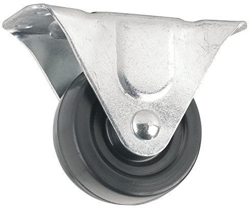 Heavy Duty Rubber Caster Wheel with Rigid Non-Swivel Top Plate - 3-Inch - 225 lb. Load Capacity
