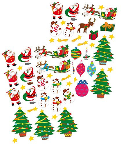 CTOP Aufkleber, Weihnachtsmotiv, 57 Sticker, 1,2 bis 8 cm, Weihnachtsmann, Schneemann, Kugeln, Rentiere