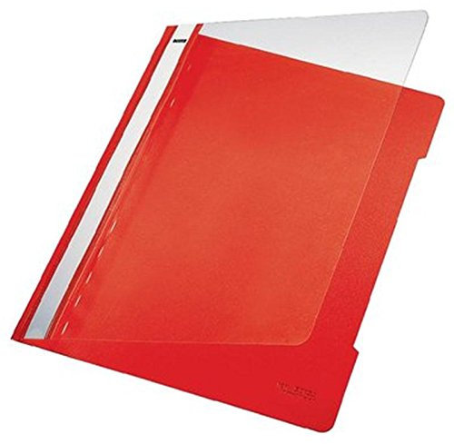 Leitz 4191 Heftmappe für Dokumente, PVC, Standard, mit transparentem Deckel rot