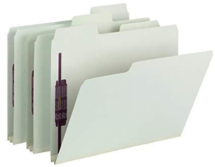 Smead SuperTab 14981 Druckpappen-Schnellhefter mit SafeSHIELD-Verschlüssen, 2 Verschlüsse, übergroße 1/3-Cut-Tab, 5,1 cm Erweiterung, Führungshöhe, Briefgröße, Grau/Grün, 25 Stück pro Box