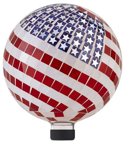 Alpine Corporation 30,5 cm hoch, Mosaik, amerikanische Flagge, Globus, Garten-Dekoration