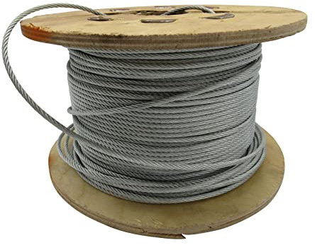 Galvanised Steel Wire Rope Cable 7MM 7x19 (100M Reel 7 x 19 Rigging Marine)