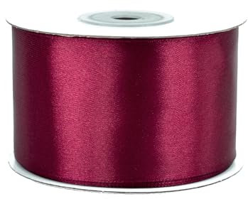 Satinband 50mm x 25m Rolle - FARBAUSWAHL in 3/6/12/18/25/38/50/75/100mm - farbecht & waschbar - Schleifenband für Hochzeit - Geschenkband zum Verpacken Dekorieren Basteln - Bordeaux 270