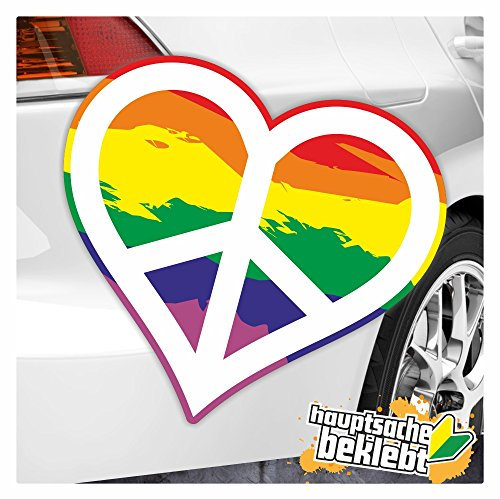 Kiwistar - Autoaufkleber - Peace - Herz Aufkleber - für Auto, Laptop, Fahrrad, LKW, Motorrad Aufkleber mehrfarbig Sticker Decal