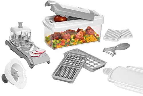 Genius Multischneider-Set Allesschneider | Weiß-Grau | 14-teilig | 2,5 l Fassungsvermögen