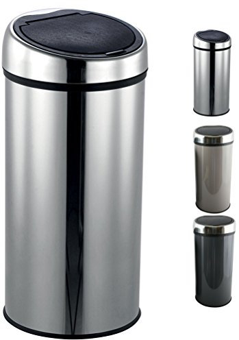 MSV Design Treteimer Abfalleimer Mülleimer mit Inneneimer geruchsdicht - 30 Liter - mit Touch Automatik und Inneneimer Silber