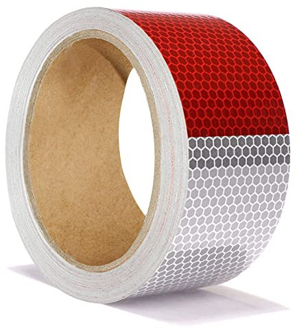 5cm x 10m Reflektierendes Band, ONTWIE Auto Reflektierendes Sicherheitsband Warnklebeband Aufkleber Rot Weiß für Anhänger - Reflektierende Warnhinweis-Aufklebebandaufkleber Hohe Intensität Wasserdicht