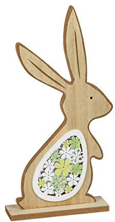 Klp Hase Holz Deko Garten Hasen Tier Figur Osterhase Skulptur Statue Blume Platte