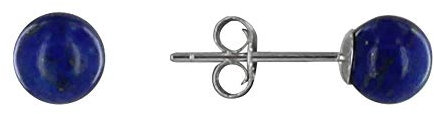 LES POULETTES BIJOUX - Rhodium 925 Silber Ohrringe Nagel und 6mm Rund Lapis Lazuli Perlen