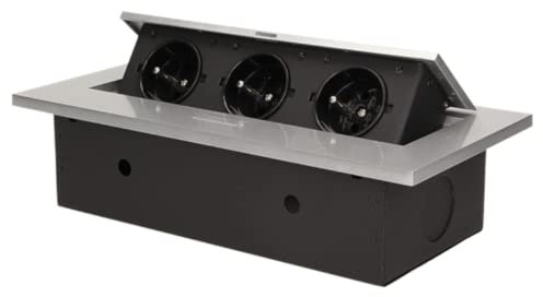 ORNO AE-1335/G Bloc Multiprise Electrique Encastrable Escamotable 3 Prises 3600W (Argent)