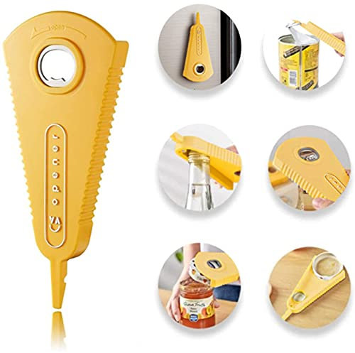 Ouvre Bocal Manuel 3 en 1 Multifonction Ouvre Bouteille de Bière Ouvre Boite Outil de Cuisine Conception Magnétique pour Les Mains Faibles Personnes âgées et Patients d'arthrite Jaune
