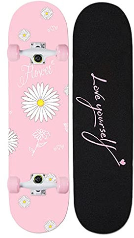 Lgan Skateboard Erwachsene, 31x8in Ahorn Longboard Kinder, Anfänger Skateboard Deck, Mädchen Pennyboard (Color : HH)
