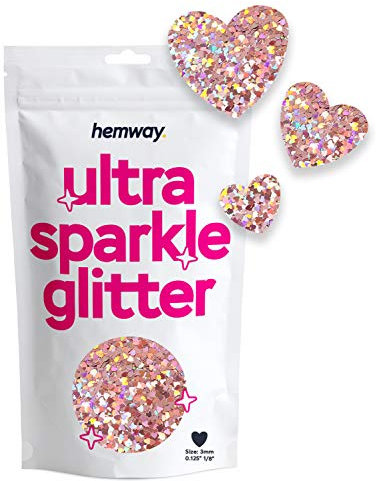 Hemway Ultra-Schein-Glitter - 1/8 0,125 3mm - Heart Shaped Valentines Love Glitter Nägel, Gesicht, Kunst, Handwerk und Dekoration - Rose Gold Holographic - 50g
