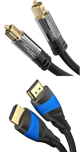 KabelDirekt – TOSLINK Kabel – 6m – optisches Audiokabel/Glasfaserkabel/SPDIF Kabel + HDMI Kabel 8K/4K – 6m – mit A.I.S Abschirmung, unterstützt alle HDMI Geräte wie PS5, Xbox, Switch