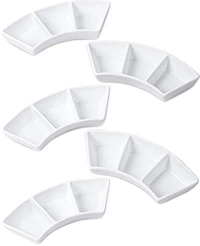 DELLING Ceramic Dipping Sauce Bowls Set - 3 Oz Dipping Dishes- Small Bowls for Sushi, BBQ or Fondue - Great for Different Sauce and Dip, Set of 5