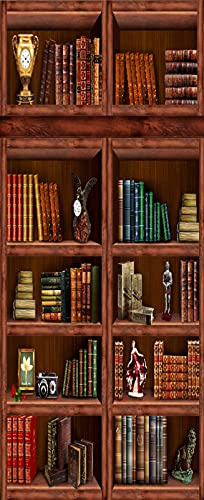 A.Monamour Türtapete Selbstklebend Türfolie Türposter 3D Retro Bücherregal Bücherschrank Im Arbeitszimmer Vinyl Folie Türdeko Tapete Wandbild Türaufkleber Türtattoo 85 x 200 cm