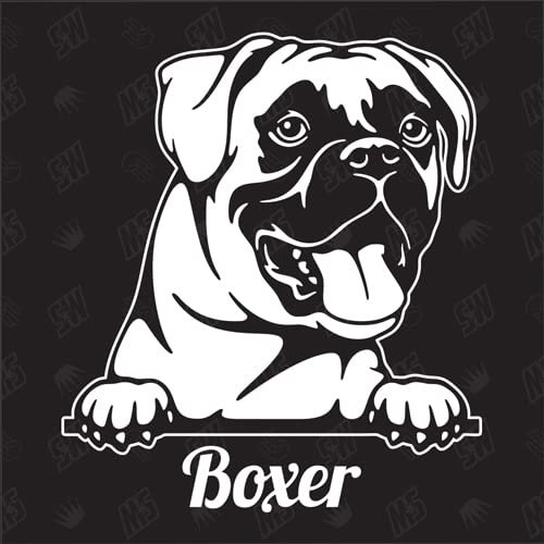 Boxer Version 7 - Sticker, Aufkleber, Hundeaufkleber, Autoaufkleber, Hund, Auto, Hunderassen, Mischling, Mix, Tiere, Haustier (AUCH MIT Wunschname MÖGLICH)