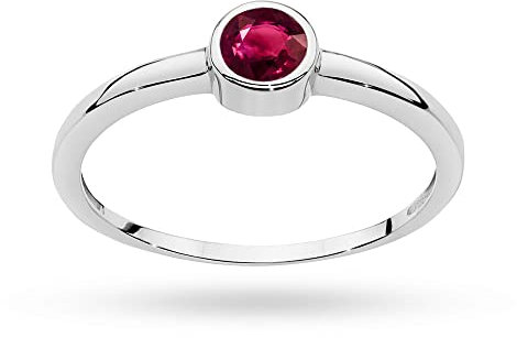 MARKO Weißgold Damenring mit Rubin 0.30Ct, 14 Karat Gold (585) | Goldring mit Box | Goldring für Frauen (Rubin, 54 (17.2))