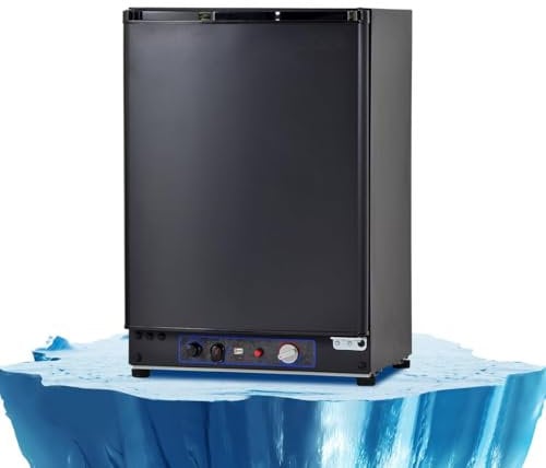 Smad Gas Fridge, 3 Way60l Lpg Gas Camping Campervan Fridge For Motorhome, Caravan, Off-grid, Silent, Black