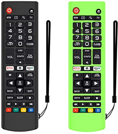 AIYAAIYA Juego de 2 Fundas Protectoras de Silicona para LG AKB75095307 AKB75375604 AKB74915305 Control Remoto, Anti-perdida para Mando a Distancia LG Smart TV (Resplandor Verde + Negro)