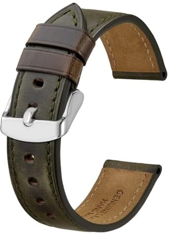 BISONSTRAP Uhrenarmband 22mm, Premium Leder Uhrenarmbänder für Herren und Frauen-Antike Bronze/Silberne Schnalle