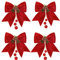 4 Pezzi Fiocco di Natale, Fiocco di Paillettes Rosso Glitterato, Fiocco Grande per Albero di Natale, Decorazione Ornamento Ghirlanda per Regalo di Festa dell'albero di Natale (25 x 30 cm)