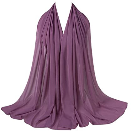 Scarf Shack Damenschal, Hijab, Chiffon, Georgette, handgefertigt, weich, Premium-Qualität, Sarong-Schal, Maxi-Schal, einfarbig, einfarbig, hergestellt in Dubai (Lila)