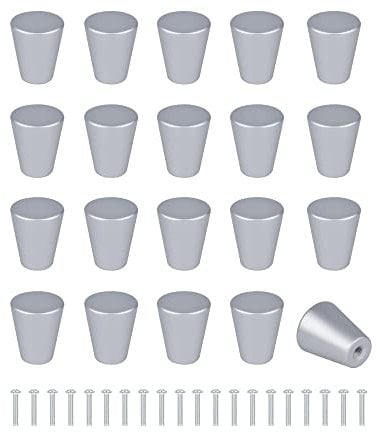 SPDYCESS 20 Piezas Pomos para Armario, Tiradores Armarios para Muebles con Tornillos, Tirador Perillas Cajón Puerta Roperos, para Cocina Aparador Alacenas Tocador, Plata