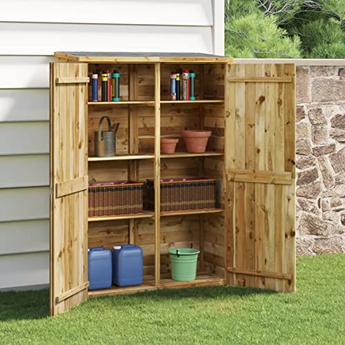 Festnight Gartenschrank Holz Geräteschrank Geräteschuppen Outdoor Schrank Gartenschuppen Gartenhaus Gerätehaus Holzhaus Holzschuppen Garten Schuppen Werkzeugschrank,123x50x171 cm